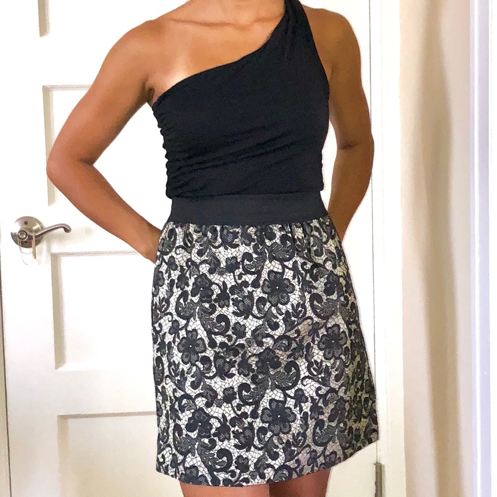 One shoulder black and gold dress size S